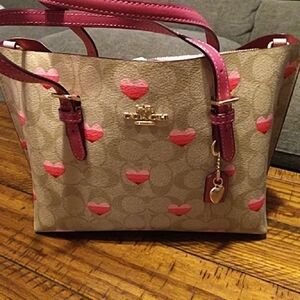 Coach Beige and Pink Heart Tote